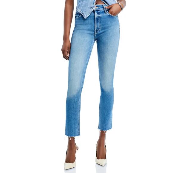 MOTHER JEANS WOMENS SIZE 29 MID RISE DAZZLER ANKLE FRAY HEM STRAIGHT BLUE NEW - Picture 1 of 11
